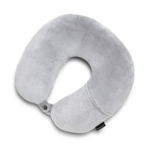 Brookstone Microbead Travel Head and Neck Pillow Lightweight and Plush with Phone or Headphone Pocket Grey