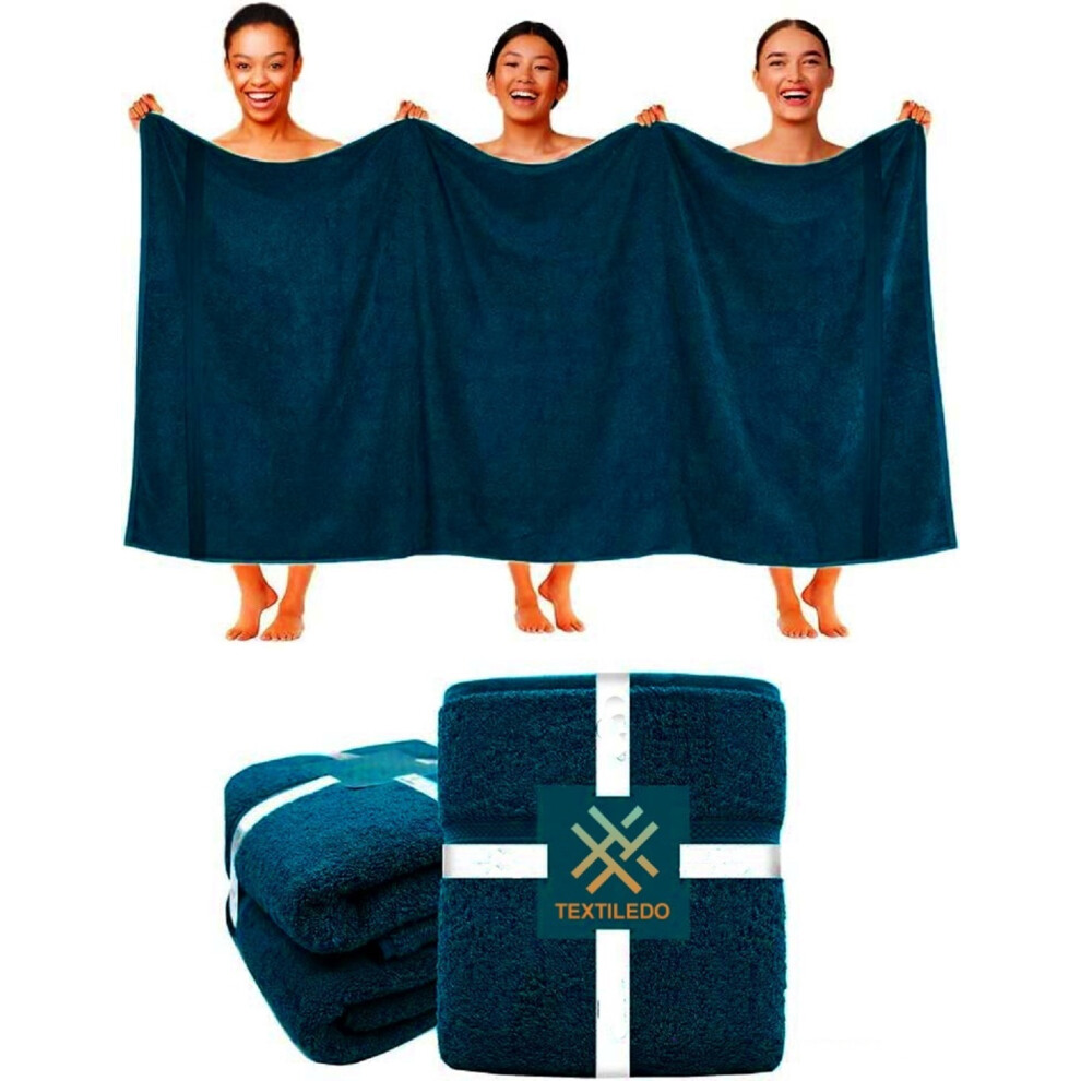 Textile Do (Blue Lagoon) 2 X Big Super Jumbo Bath Sheets Towel Pure Egyptian Cotton Soft Xxl Bath Towels