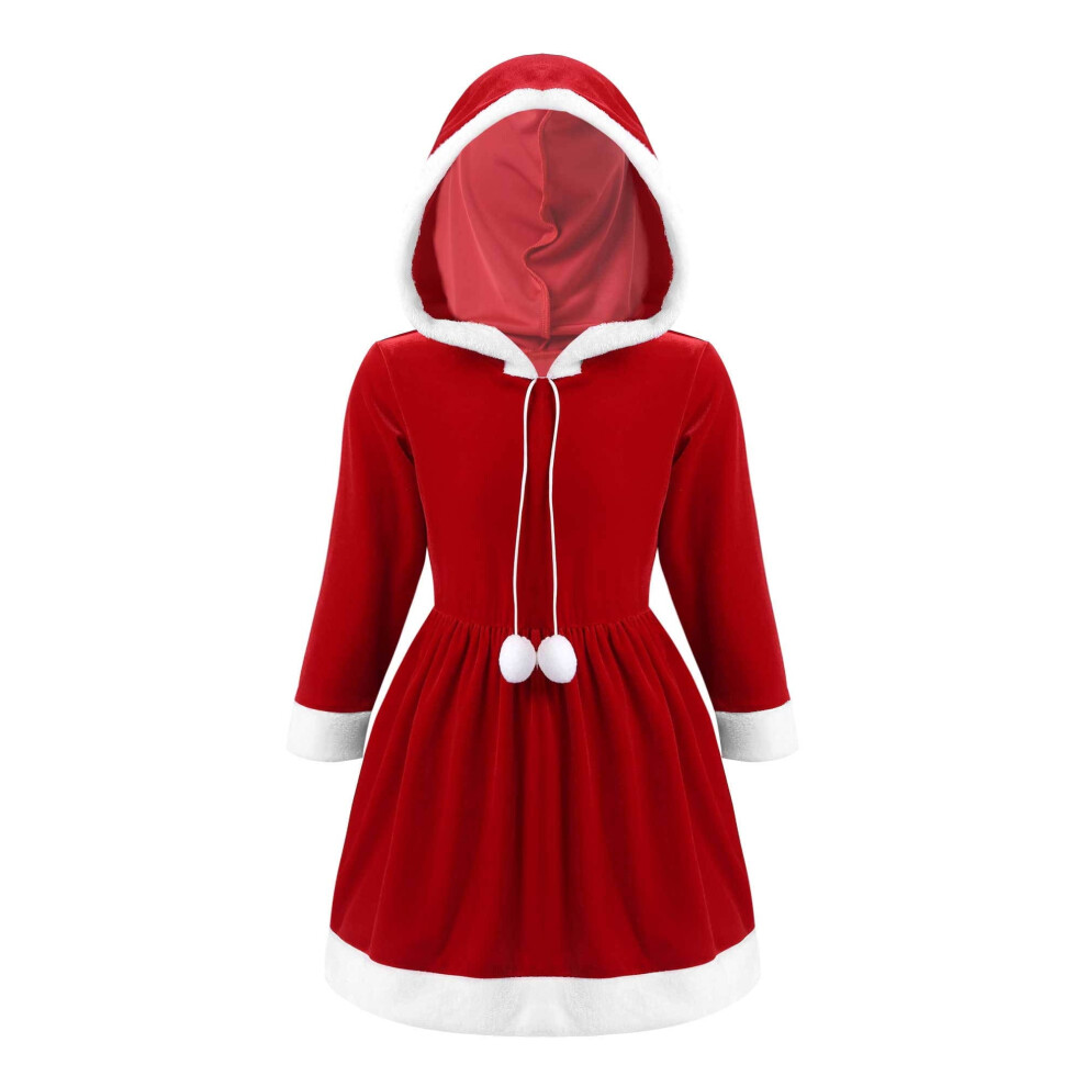 (red, 6) Aislor Girls Christmas Santa Claus Dress Long Sleeves Velvet Hooded Dress-image-OPC-PFN9HW7-NEW