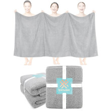 (Silver) 2 X Big Super Jumbo Bath Sheets Towel Pure Egyptian Cotton Soft XXL Bath Towels