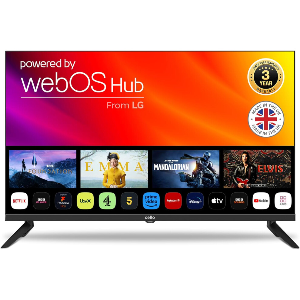 Cello C32WS Frameless LED 32 Inch Smart TV, 3 Years Warranty,