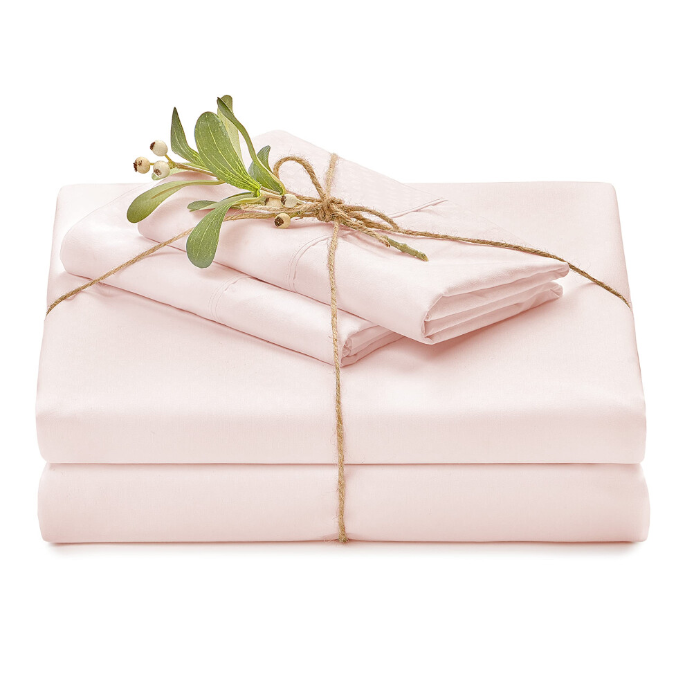 Parure de lit Chanasya Premium Soft Embossed Rose clair 4 pi   ces pour lit king size - Microfibre percale - Drap-housse, drap plat et taies d'orei