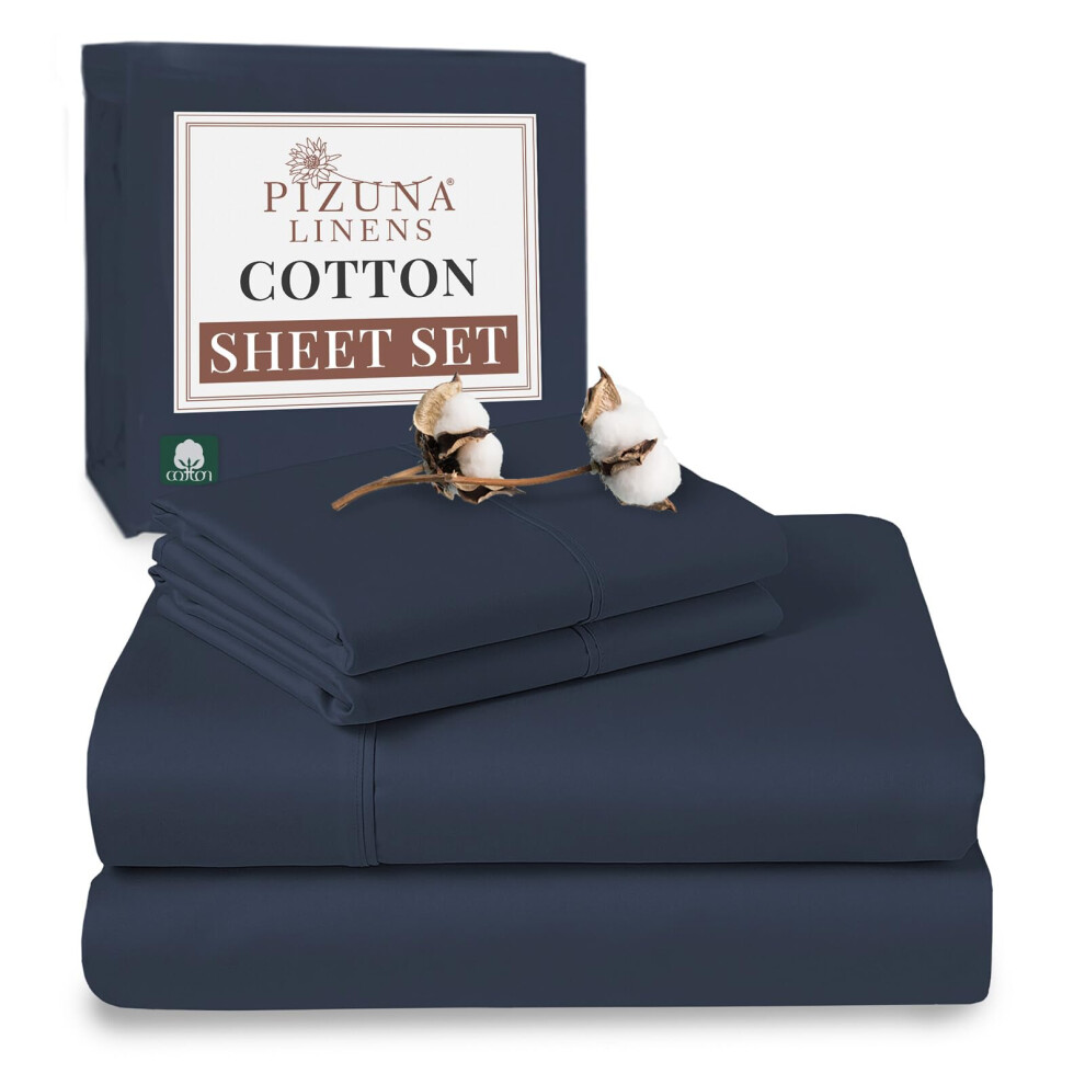Draps Pizuna 100 % coton pur King Size Luxueux draps en satin de coton     longues fibres 400 fils King avec poche profonde de 15"""""" (Dar peign   )