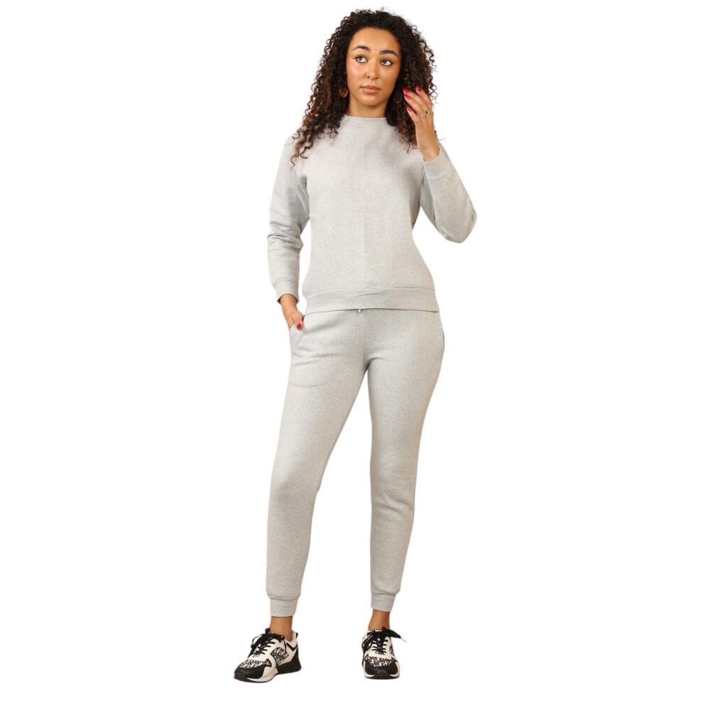 (Grey, S) Ladies Loungewear Set Plain 2Piece Women Tracksuit