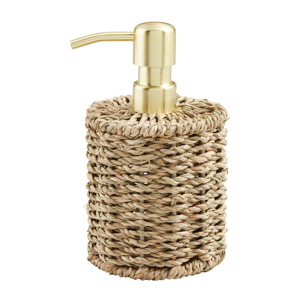 Mud Pie Brown Woven Seagrass Soap Pump