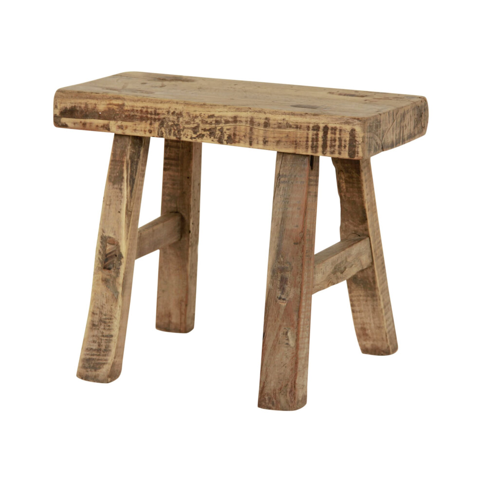 Mini tabouret rectangulaire vintage en bois naturel Artissance 11"" L (AM83740140)