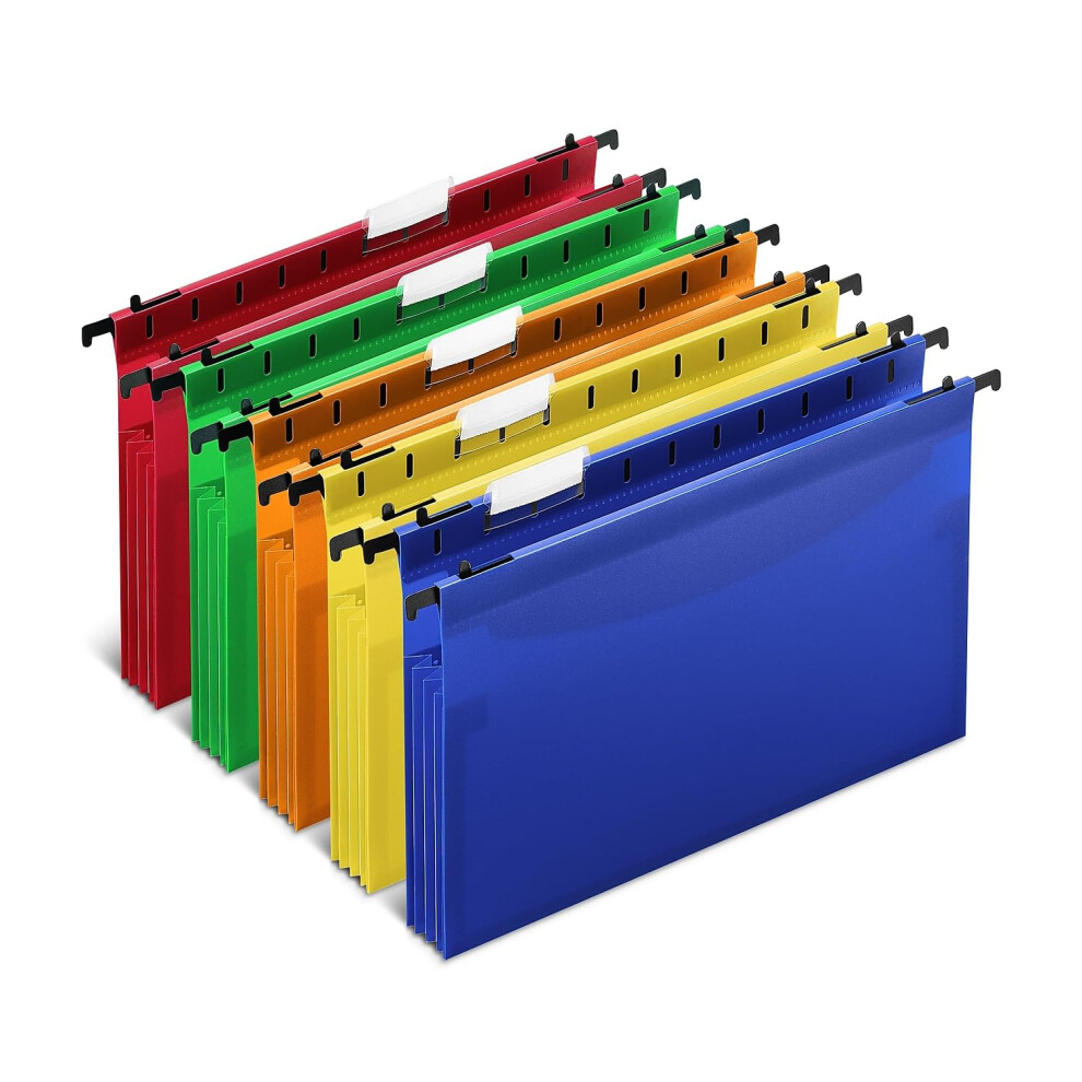 Staples Poly Expanding Hanging File Pockets  Letter  Assorted  5/Pack