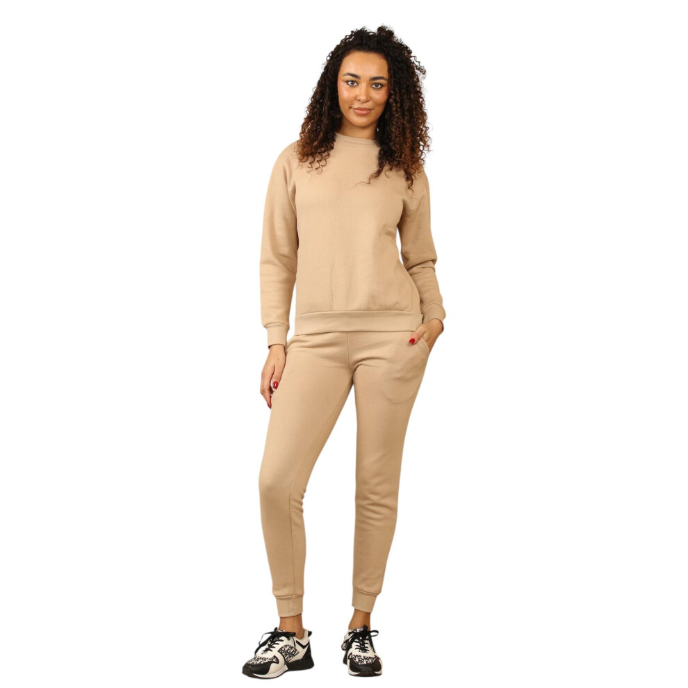 (Nude, S) Ladies Loungewear Set Plain 2Piece Women Tracksuit