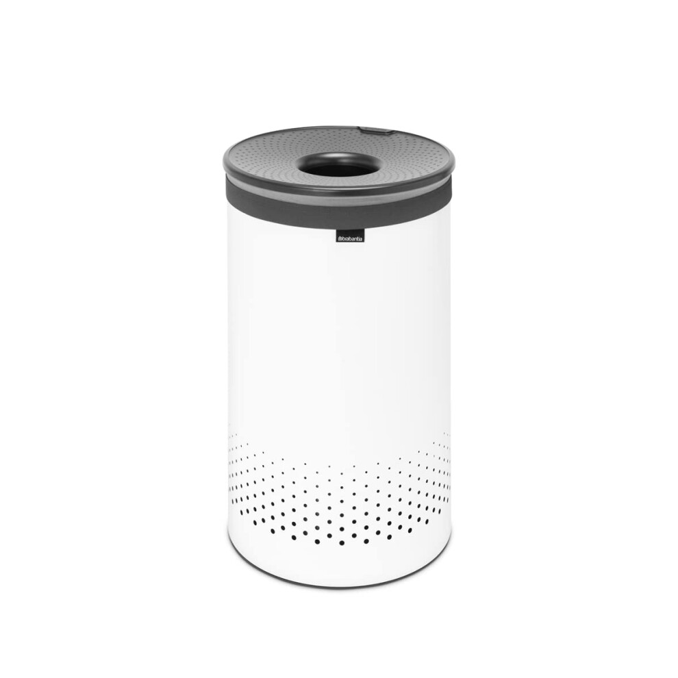Brabantia - Laundry Bin - Handsfree Plastic Lid - Portable Laundry Bag Inside - Quick-drop Opening - Basket with Ventilation Holes - Non-Scratching Bottom - Corrosion Resistant - White - 60L - Image 5