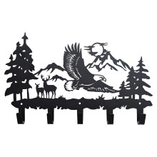 Vivicomfy Metal Eagle Hooks Wall Art Decor-Eagle Parers and Key Holder-Animal Hamens Sweet Home Decor for Storage Living Room Hallway Office (noir)