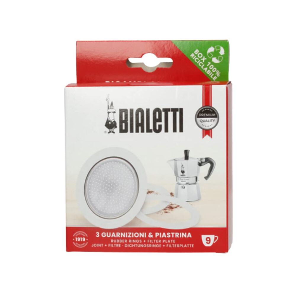 Bialetti BIA640310 Pack of 3 Gaskets + 1 Plate  Tz.9  Stainless Steel