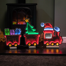 70cm Infinity Train with Carriages on Wood Base and Multi-Coloured LEDs