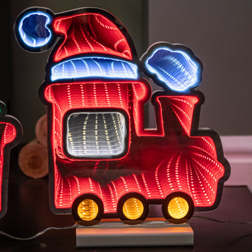 Snow Time 70cm Infinity Train with Carriages on Wood Base and Multi-Coloured LEDs 2