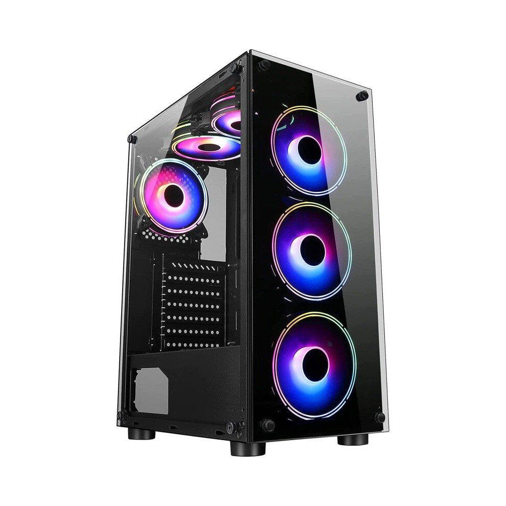 (6 fans, 19" monitor Full setup ) Gaming PC Tower i5 HDD + SSD 16GB RAM GT730-image-OPC-PFN9TB5-NEW