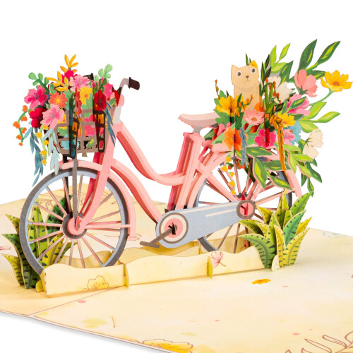 Κάρτα Pop Up 3D Λουλούδι Ποδηλάτου Paper Love για Γενέθλια, Γάμο, Ευχαριστώ