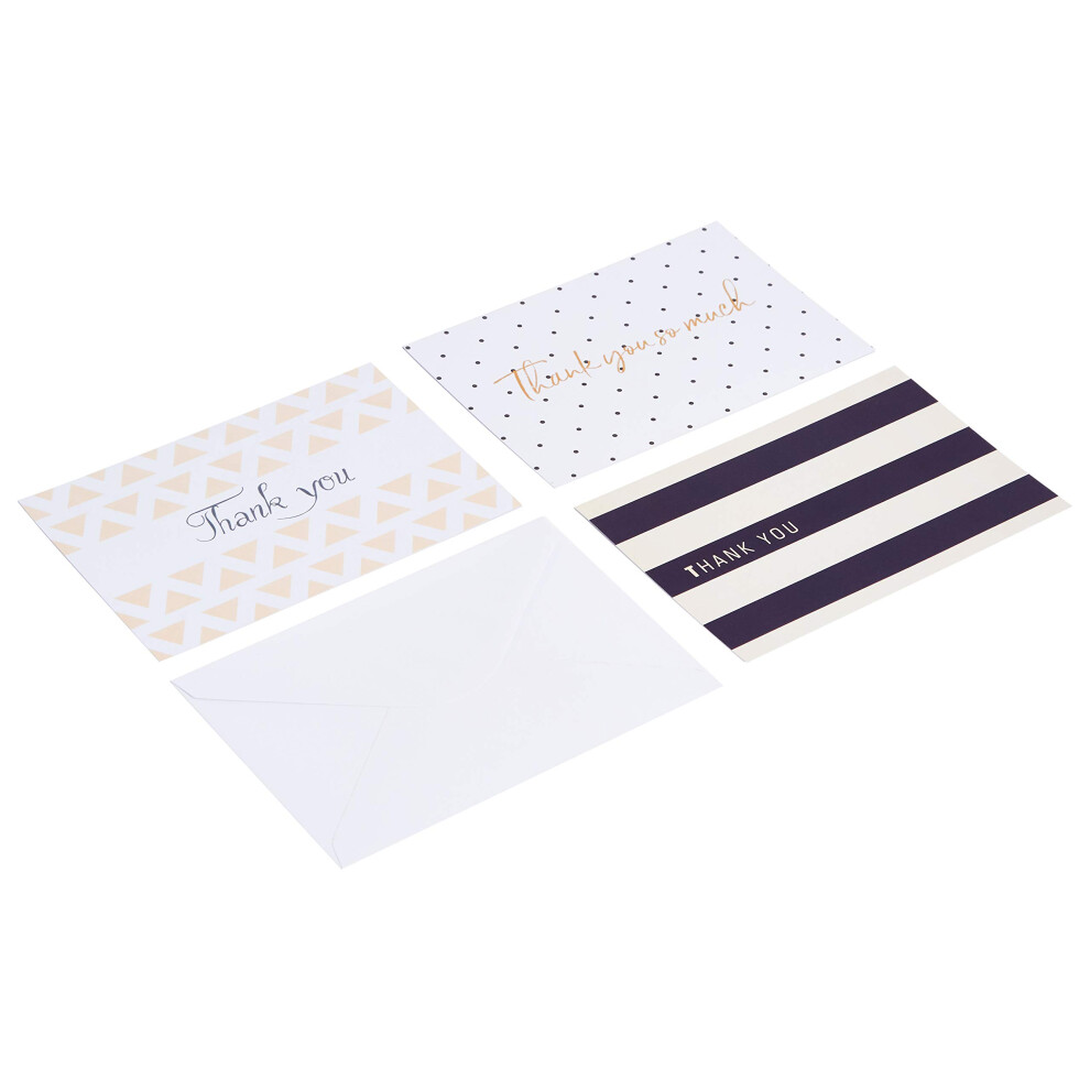 Amazon Basics Thank You Cards and Envelopes  48 Count  Polka Dot and Stripe