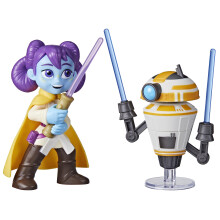 Star Wars: Young Jedi Adventures Pop-Up Lightsaber Duel, LYS Solay & Träningsdroid Actionfigurer, 4-tums Skala