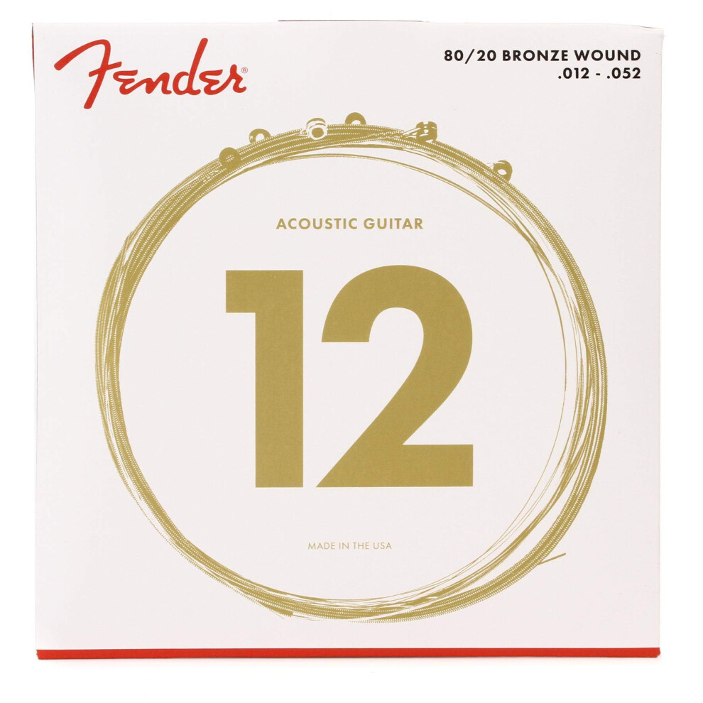 Fender 80/20 Bronze Acousitc Guitar Strings  Ball End  70L .012-.052