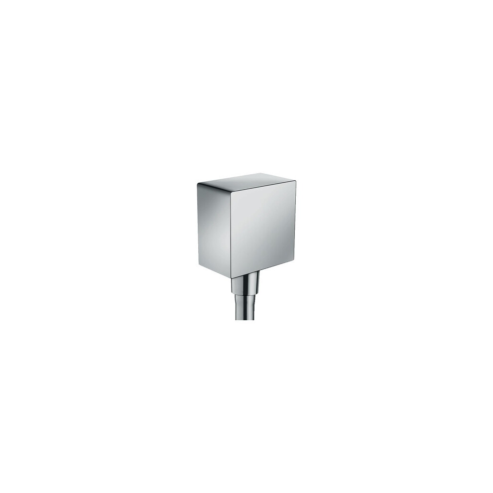 hansgrohe FixFit Handheld Shower Wall Outlet 1/2-inch Thread Connection Square Modern Flush Mount in Chrome  26455001