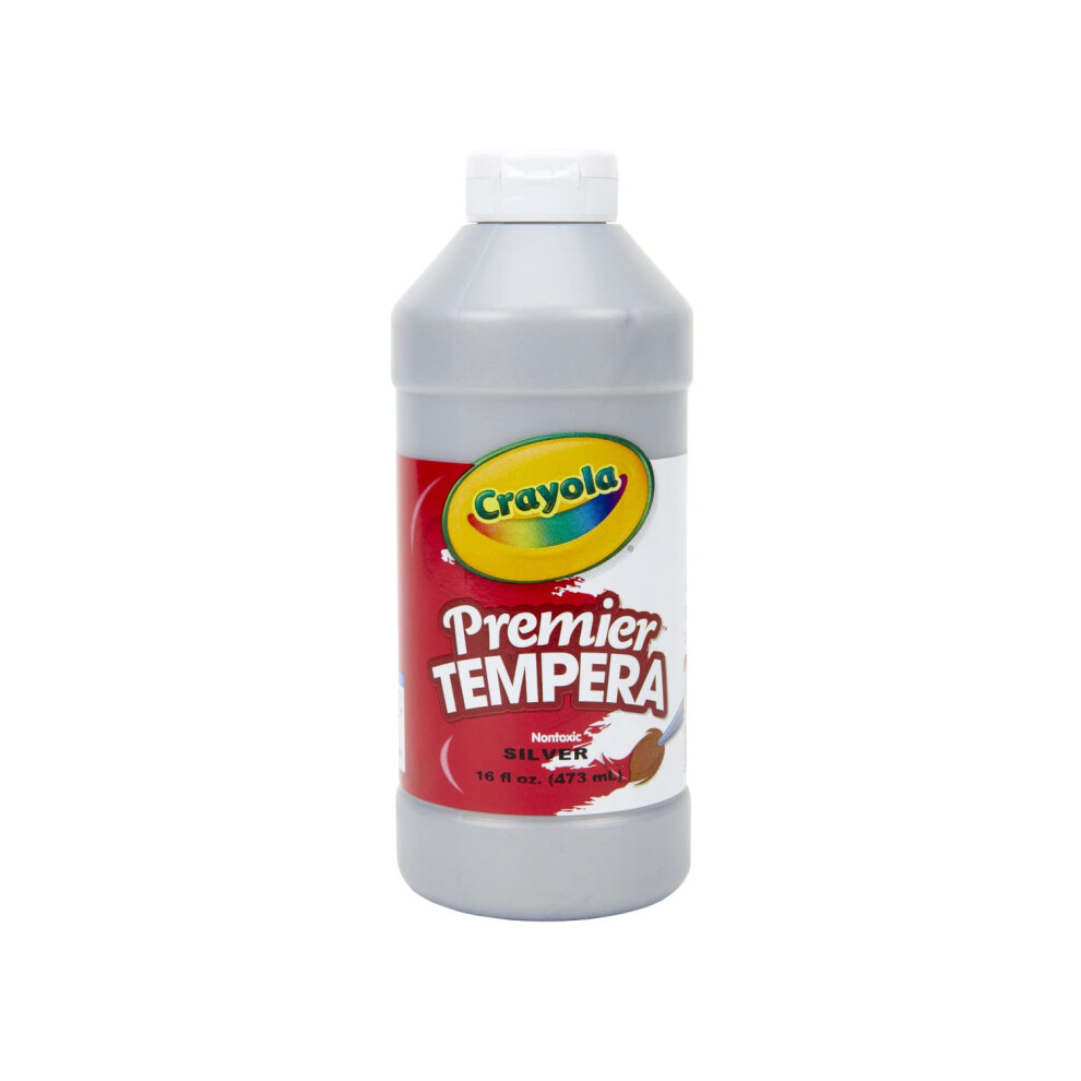 Crayola Premier Tempera Paint For Kids - Silver (16oz)  Kids Classroom Supplies  Great For Arts & Crafts  Non Toxic  Easy Squeeze Bottle