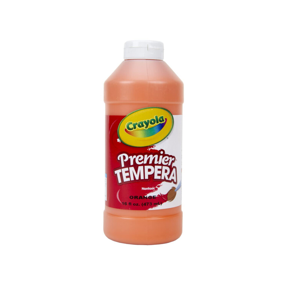 Crayola Premier Tempera Paint For Kids - Orange (16oz)  Kids Classroom Supplies  Great For Arts & Crafts  Non Toxic  Easy Squeeze Bottle