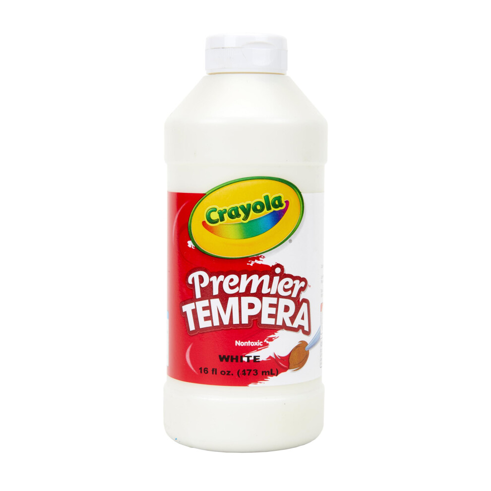 Crayola Premier Tempera Paint For Kids - White (16oz)  Kids Classroom Supplies  Great For Arts & Crafts  Non Toxic  Easy Squeeze Bottle