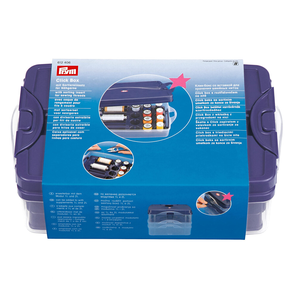 Prym Thread Sorting Inserts  Clear Click Box  24 x 16 5 x 8 cm  Violet