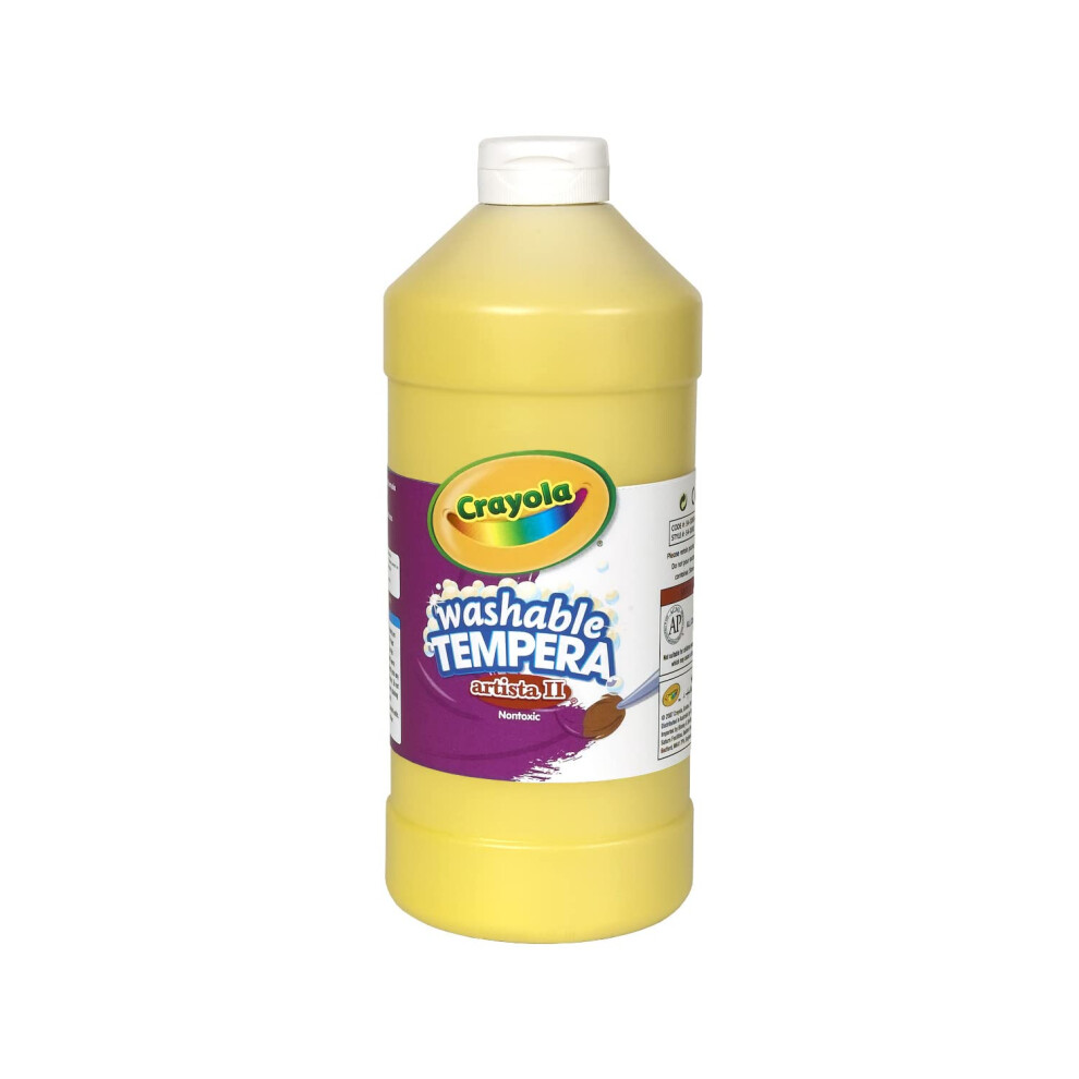 Crayola Washable Tempera Paint For Kids  Yellow Paint  Classroom Supplies  Non Toxic  32 Oz Squeeze Bottle