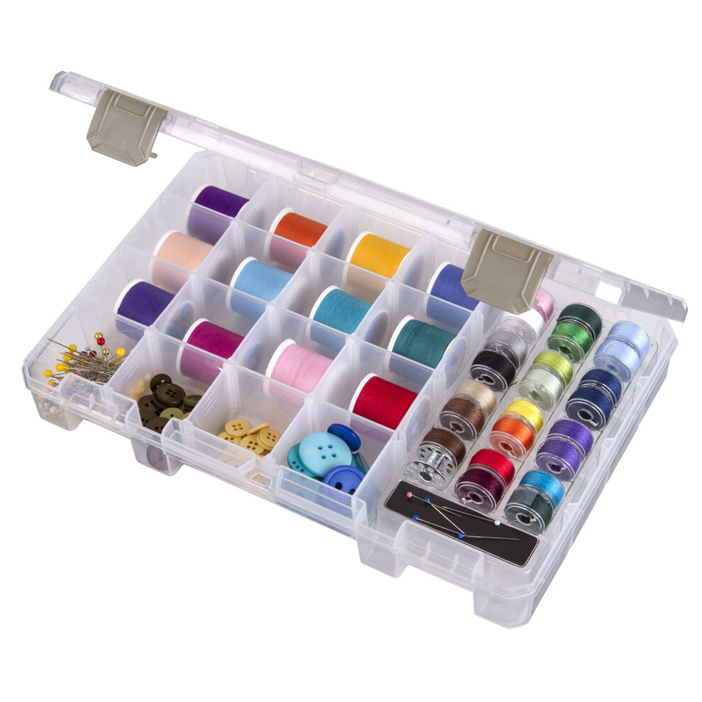 ArtBin 6911AB Sew-Lutions Bobbin/Supply Box Sewing Organizer  [1] Plastic Storage Case  Clear