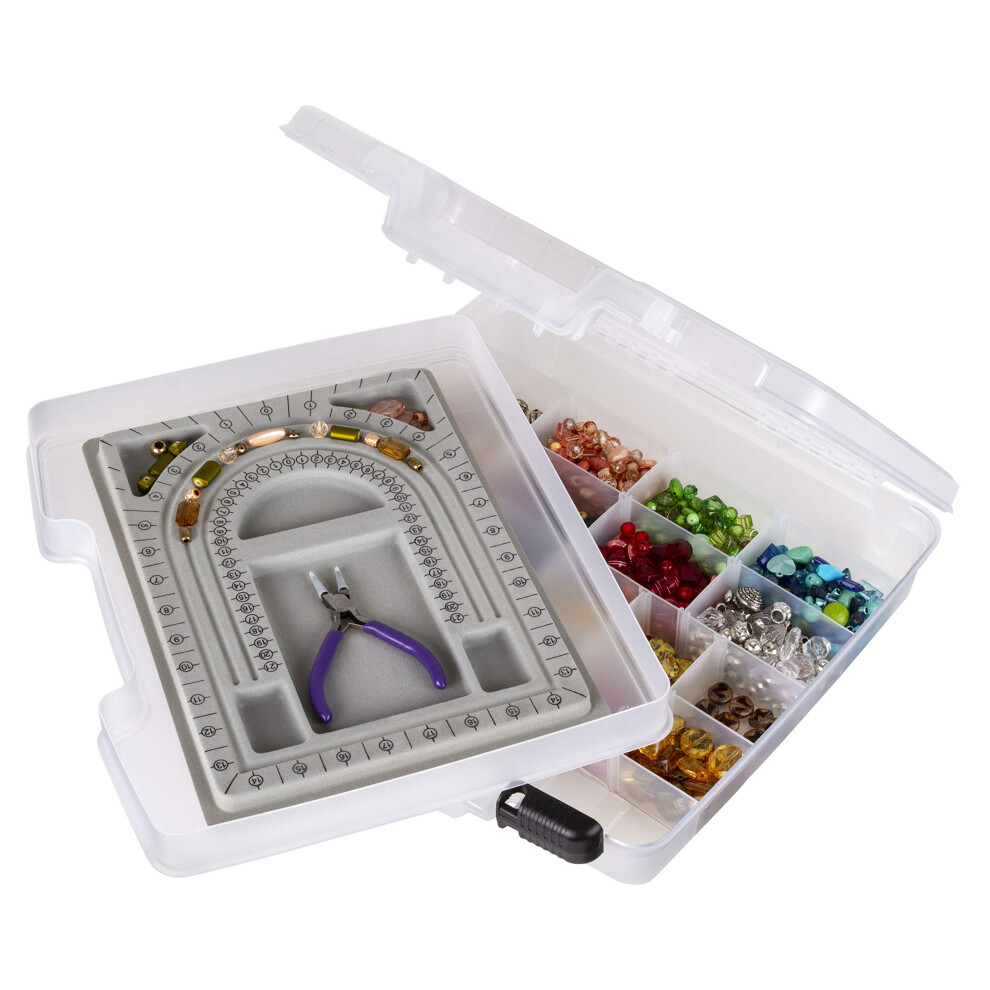 ArtBin 6962BB Quick View Bead Box  Portable Art & Craft Organizer with Bead Tray  Portable Art & Craft Storage Box  Clear