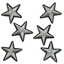 Expo International Star Sm 1,5"""" Jern S?lv 6 stk Patches/Applikationer