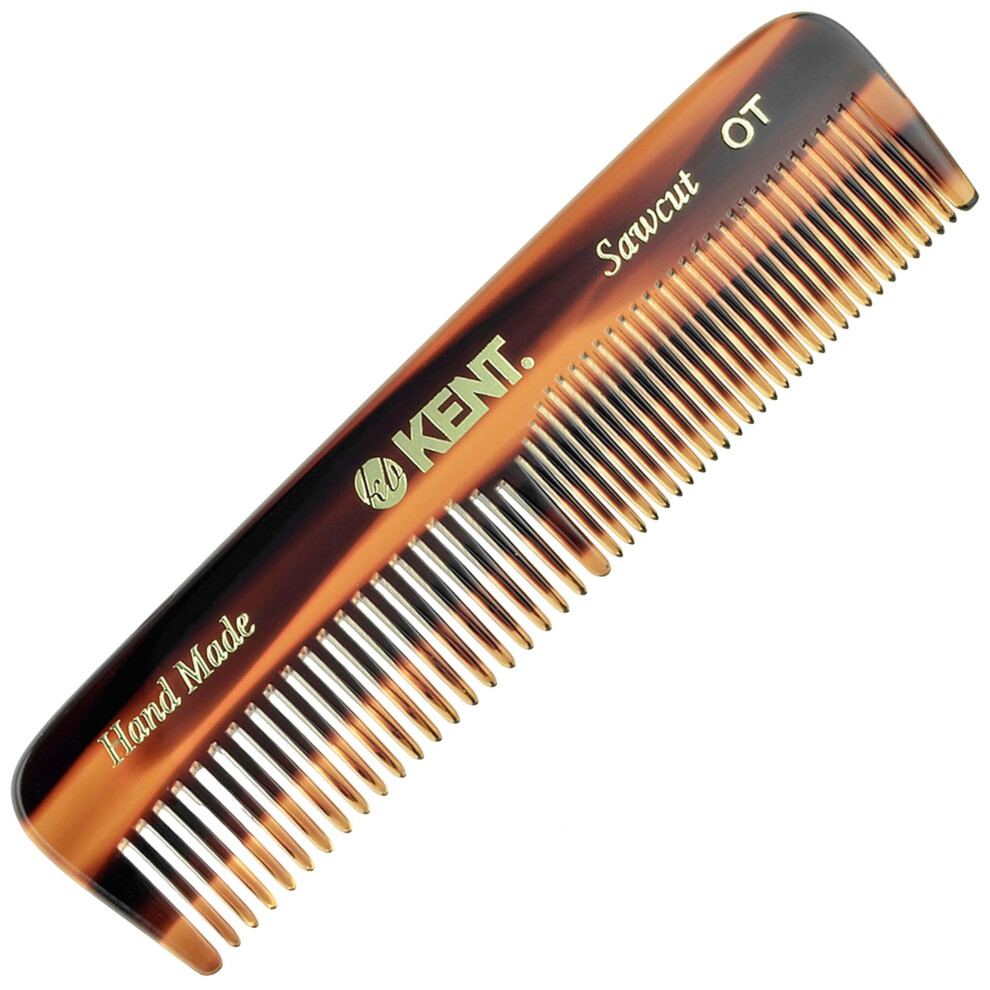 KENT Handmade Hair Comb 4.4"" Fine Tooth Comb and Wide Tooth Comb - Cellulose Acetate - Stimulates Scalp - Beard and Mustache Comb for Men a