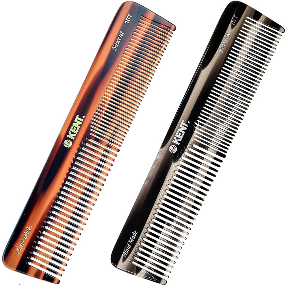 Kent 16T Fine and Wide Tooth Comb - Beard  Hair  Mustache and Detangling Comb for Men and Women