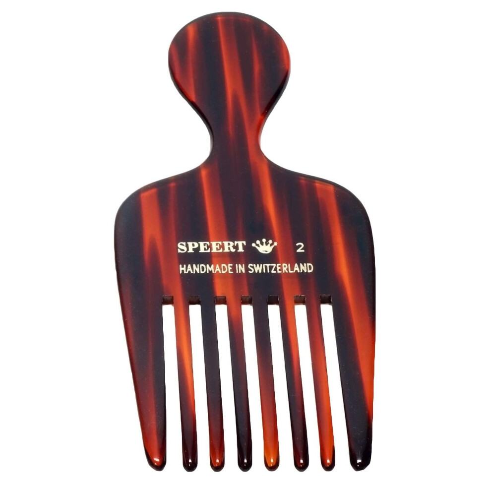 Speert #2 Handmade Wide Tooth Hair Pick Tortoise Havana Acetate Thick Coarse Curly Textured Hair Detangling Parting Grooming Teasing Hair St