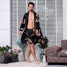 Men S Satin Robe With Shorts Silk Bathrobe Luxurious Nightgown Pajamas Bathrobes