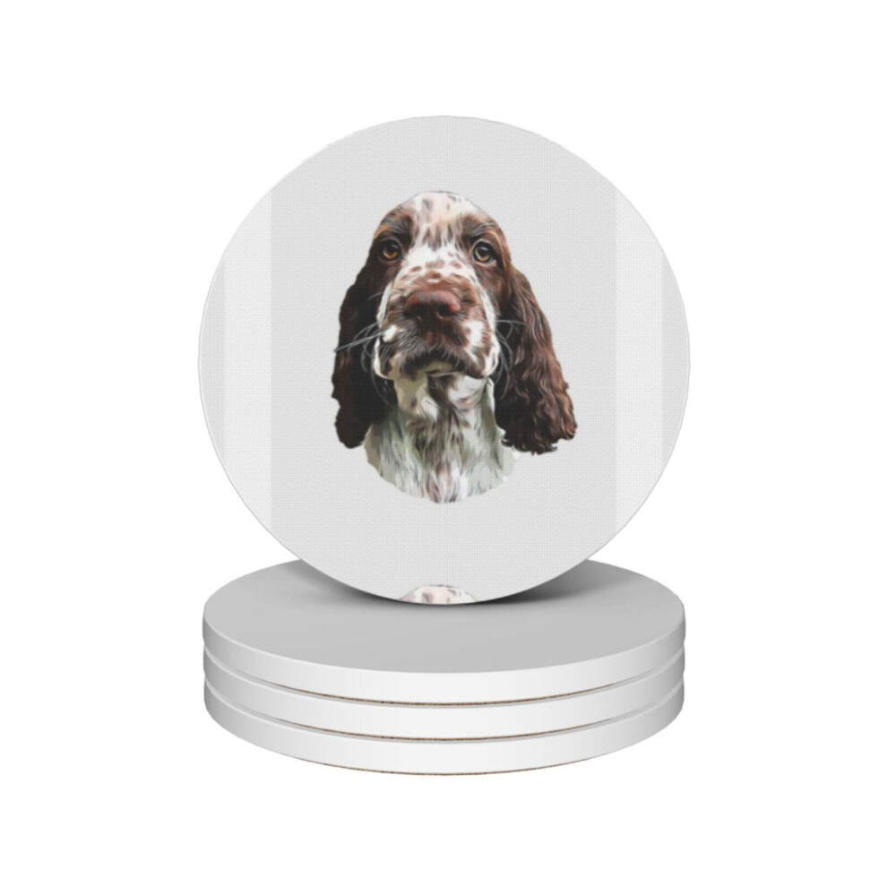 (Springer Spaniel Cute Puppy Dog=6576) Ceramic Coasters Set of 4 Xmas for Drink Wine Beer Bar with Cork Base Housewarming Birthday Christmas Gift