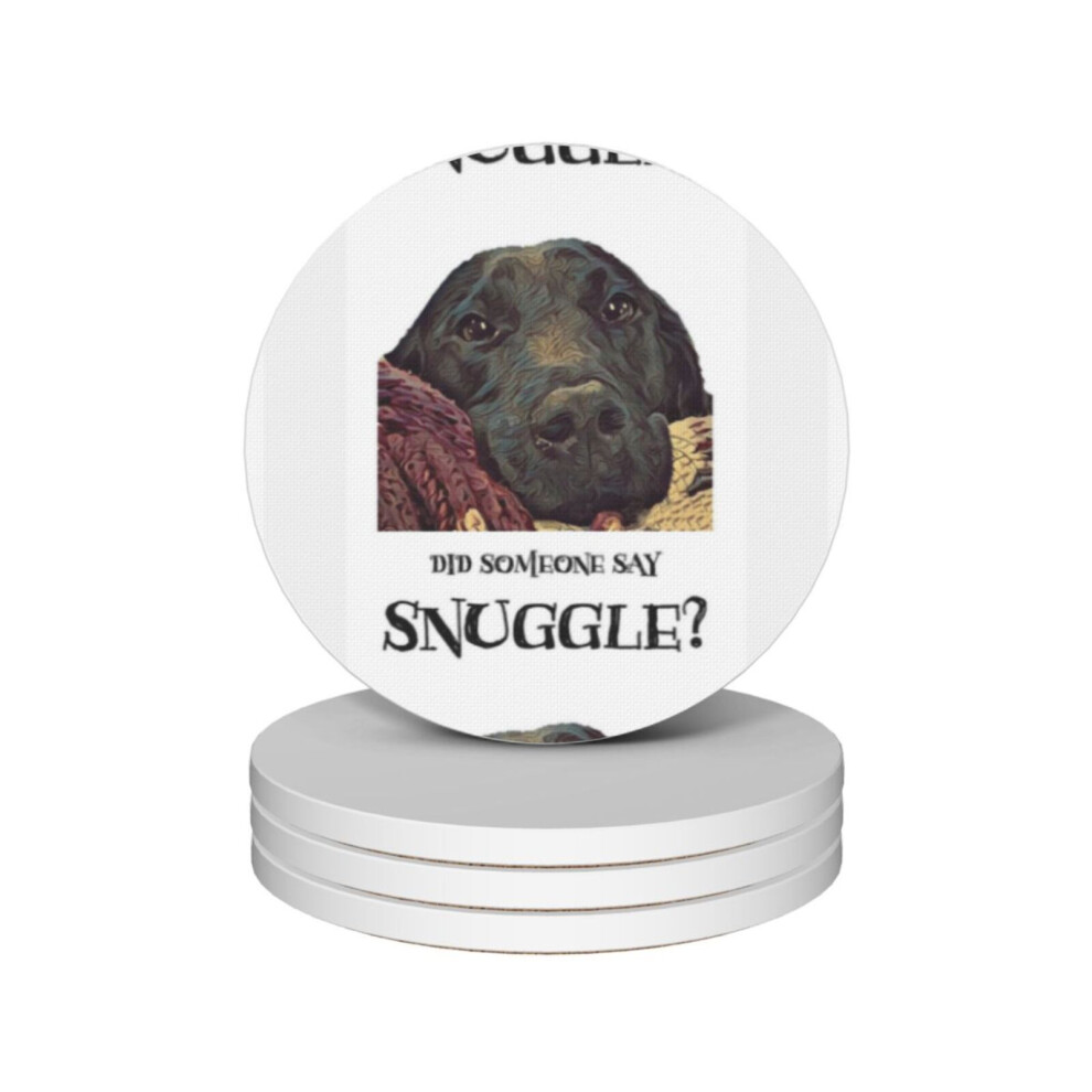 (Did Someone Say Snuggle Loving Black Labrador Sweetheart=9457) Ceramic Coasters Set of 4 Xmas for Drink Wine Beer Bar with Cork Base Housewarming Birthday Christmas Gift