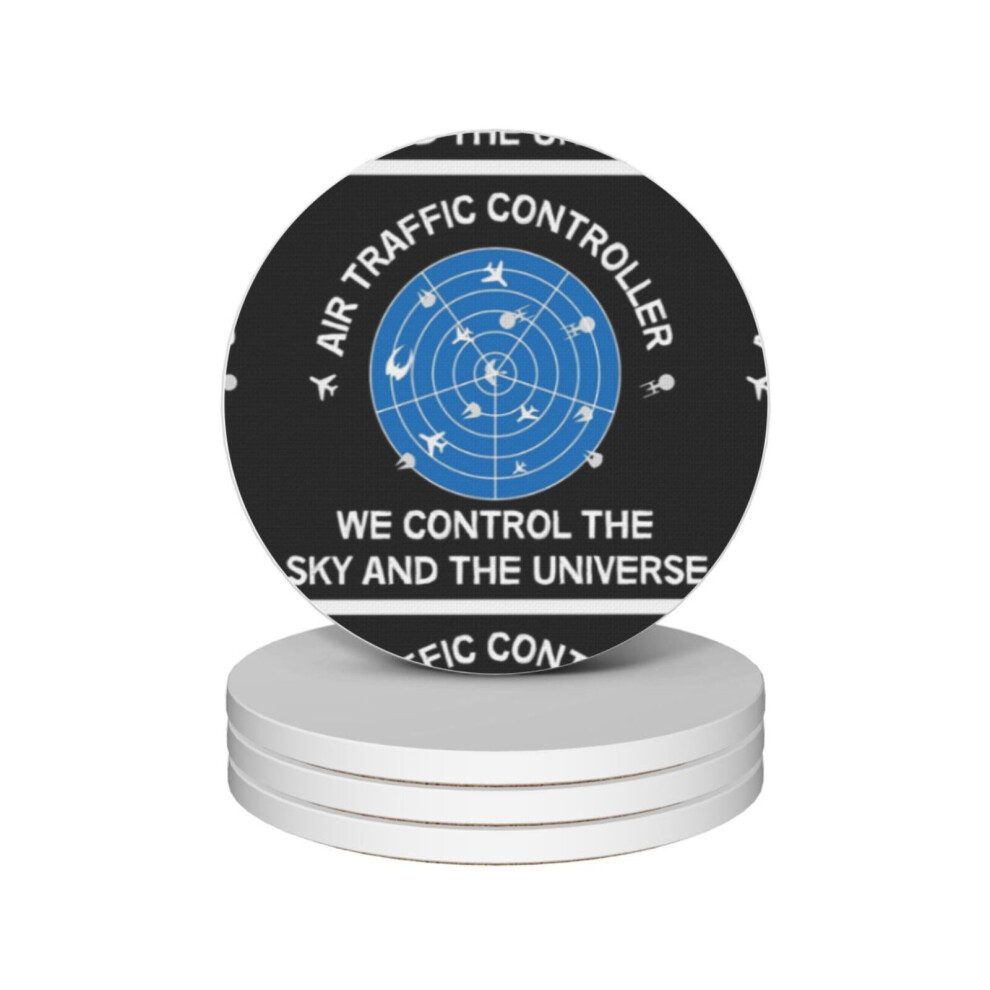 (Air Traffic Controller Gifts - Air Traffic Controller Birthday - Air Traffic Controller Christmas - ) Ceramic Coasters Set of 4 Xmas for Drink Wine Beer Bar with Cork Base Housewarming Birthday Christmas Gift