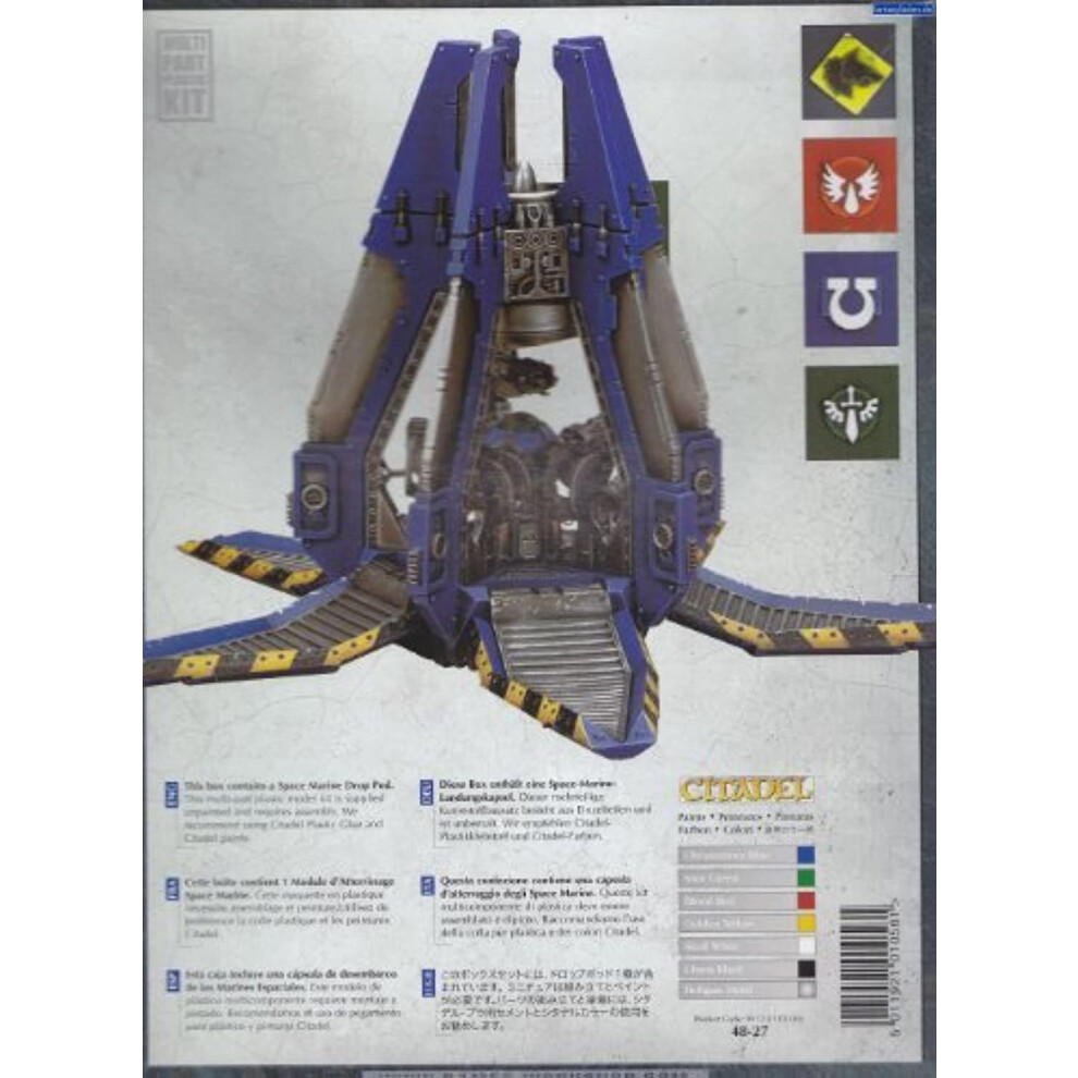 Games Workshop 99120101069"" Space Marine Drop Pod Tabletop and Miniature Game  Black