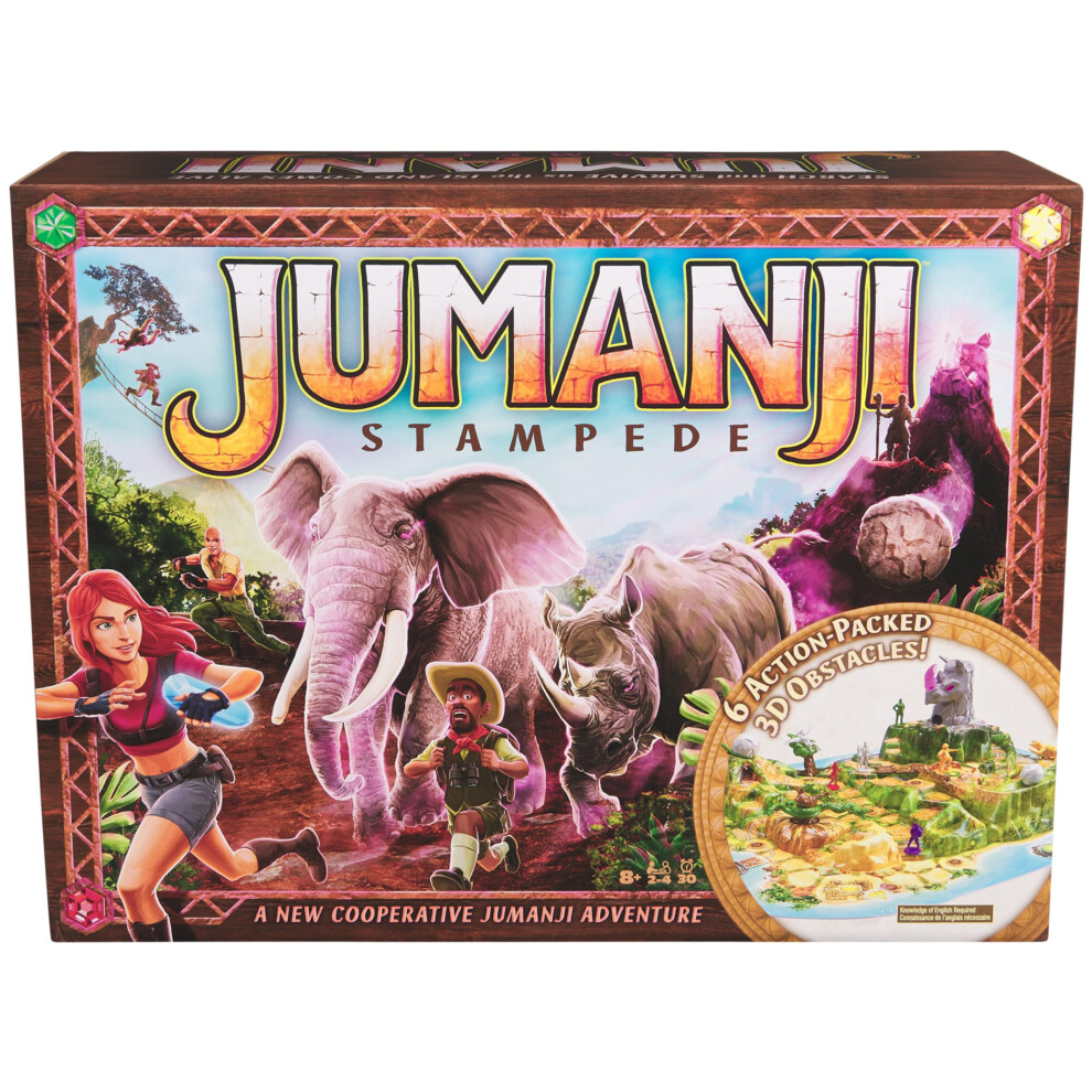 Jumanji Stampede Cooperative Board Game  3D Adventure Game Based on The Action-Comedy Movie  Family Game Night for Kids and Adults Ages 8 &