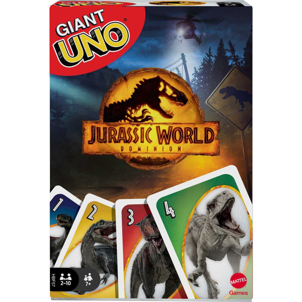 Mattel Games Giant UNO Jurassic World Domination Card Game for Kids & Game Night  Oversized Cards & Customizable Wild Cards