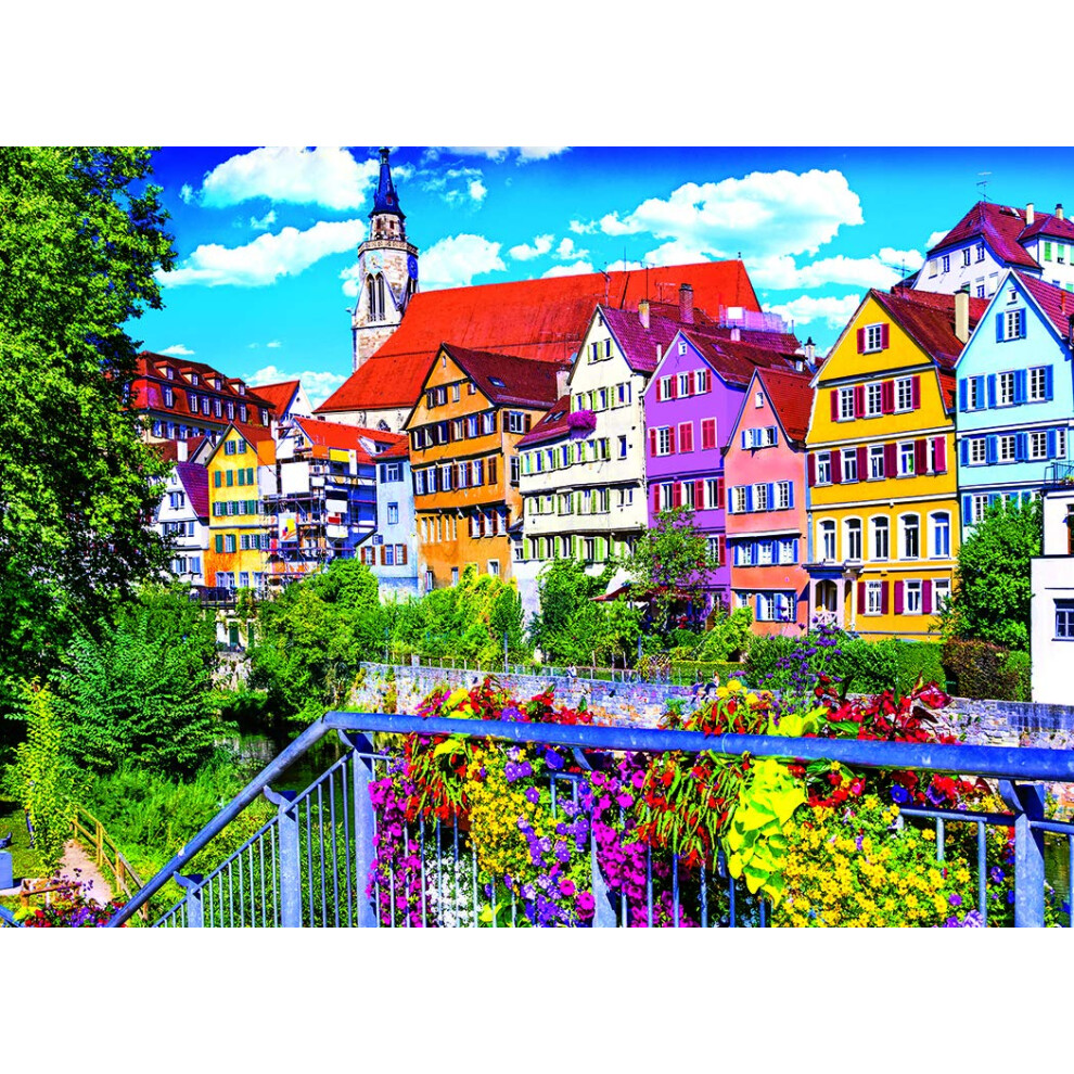 RoseArt - Kodak - Floral Colorful Town  Tubingen Germany - 1500 Piece Jigsaw Puzzle for Adults