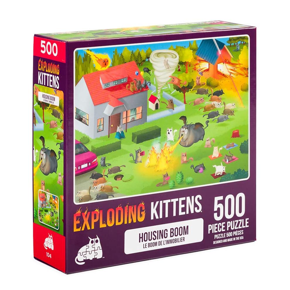 Exploding Kittens 500 Piece Jigsaw Puzzle - Housing Boom  Jigsaw Puzzles for Adults  Cat Puzzle  Art Puzzle