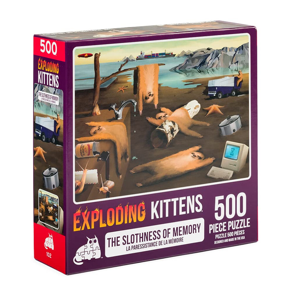 Exploding Kittens 500 Piece Jigsaw Puzzle - Slothness of Memory  Jigsaw Puzzles for Adults  Sloth Puzzle  Art Puzzle