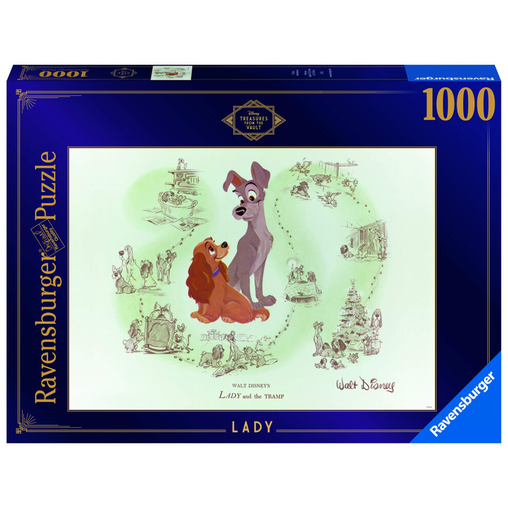 Ravensburger Disney Treasures from The Vault: Lady 1000 Piece Jigsaw Puzzle for Adults - 16863 - Every Piece is Unique  Softclick Technology