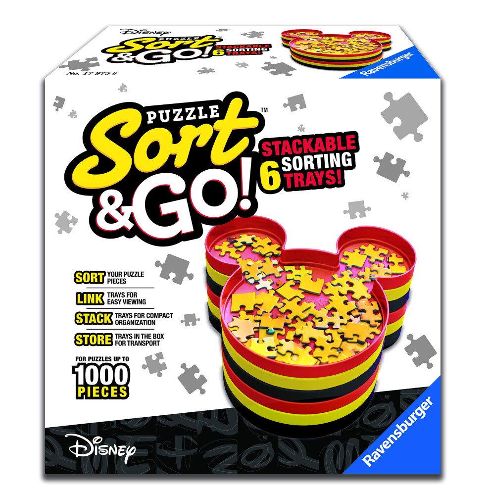 Ravensburger 17975 Disney Mickey Mouse Sort & Go Jigsaw Puzzle Accessory - Sturdy and Easy to Use Plastic Mickey Mouse Head Shaped Sorting T