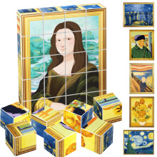 PicassoTiles 1 Magnetiskt pussel Byggkuber Block fr barn Van Gogh-pussel Mona Lisa Handpussel barnleksaker 3+ r gammal pojke flicka STEM-leksak