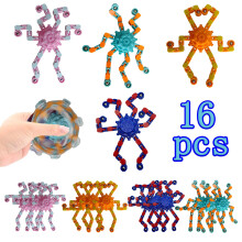 16 Pcs Fidget Spinner Toys Party Favors Goodie Bag Stuffers Gifts Transformable Robot Fingertip Stress Relief Gyro Sensory Toys for Kids Adu