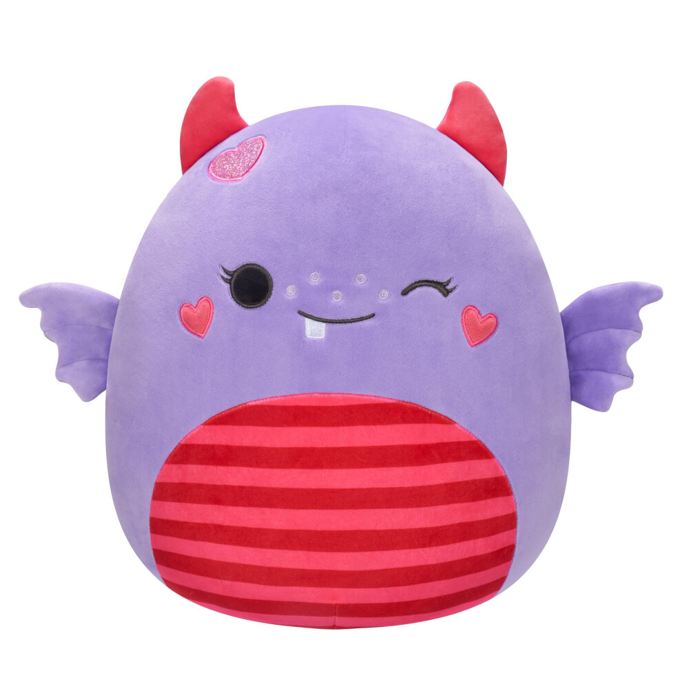 Squishmallows Original 12-Inch Atwater Purple Monster with Fins and Heart Cheeks - Official Jazwares Plush