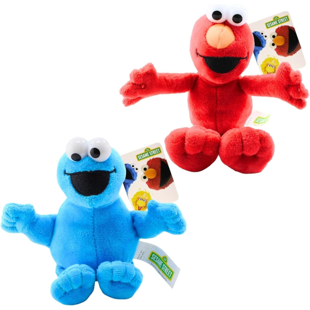 Hasbro Sesame Street 6"""" 15cm - 8"""" 20cm Super Soft Gift Quality Plush Toy (Elmo & Cookie)